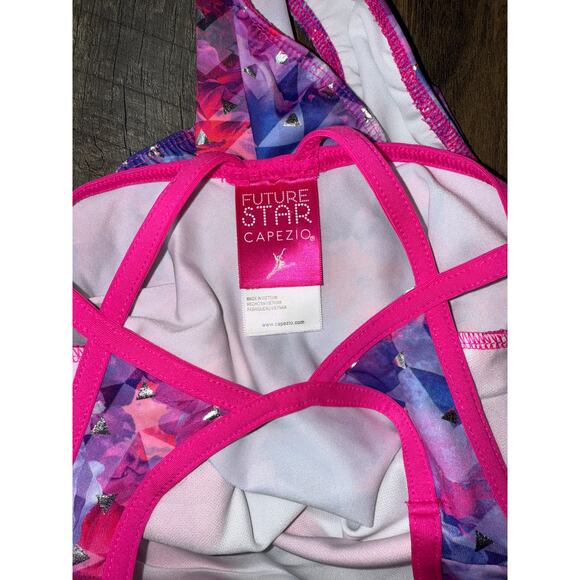 Girls CAPEZIO Future Star Pink w/Silver Accents Leotard (CM) - Picture 3 of 5